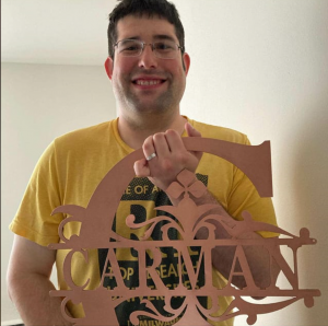 Copper monogram to newly married.