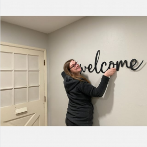 Happy new homeowner welcome sign