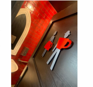 coffee shop restroom coffee cup signs