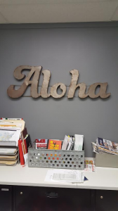 Aloha metal industrial sign