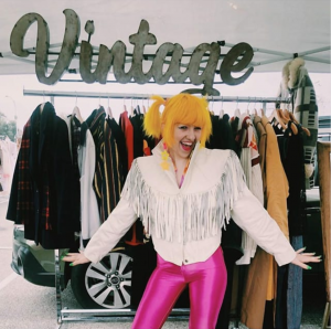 Vintage sign for vendor at the Long Beach Vintage Market