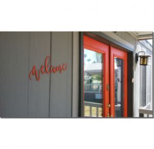 Welcome sign orange good